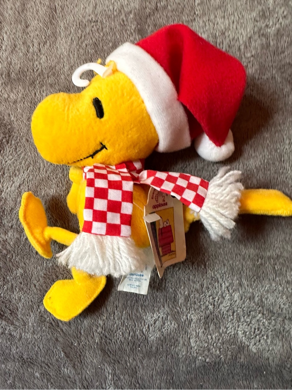 Vintage Applause Peanuts Woodstock Mini Plush with Santa Hat Scarf 1990 MPN36280
